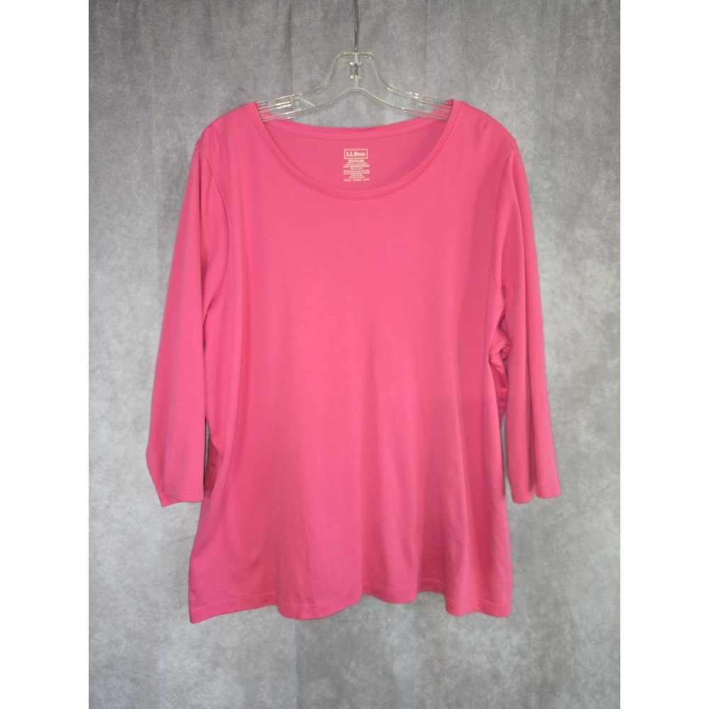 L.L. Bean Pink 3/4 Sleeve Supima Cotton Shirt Size 2X - Plus Made In PERU